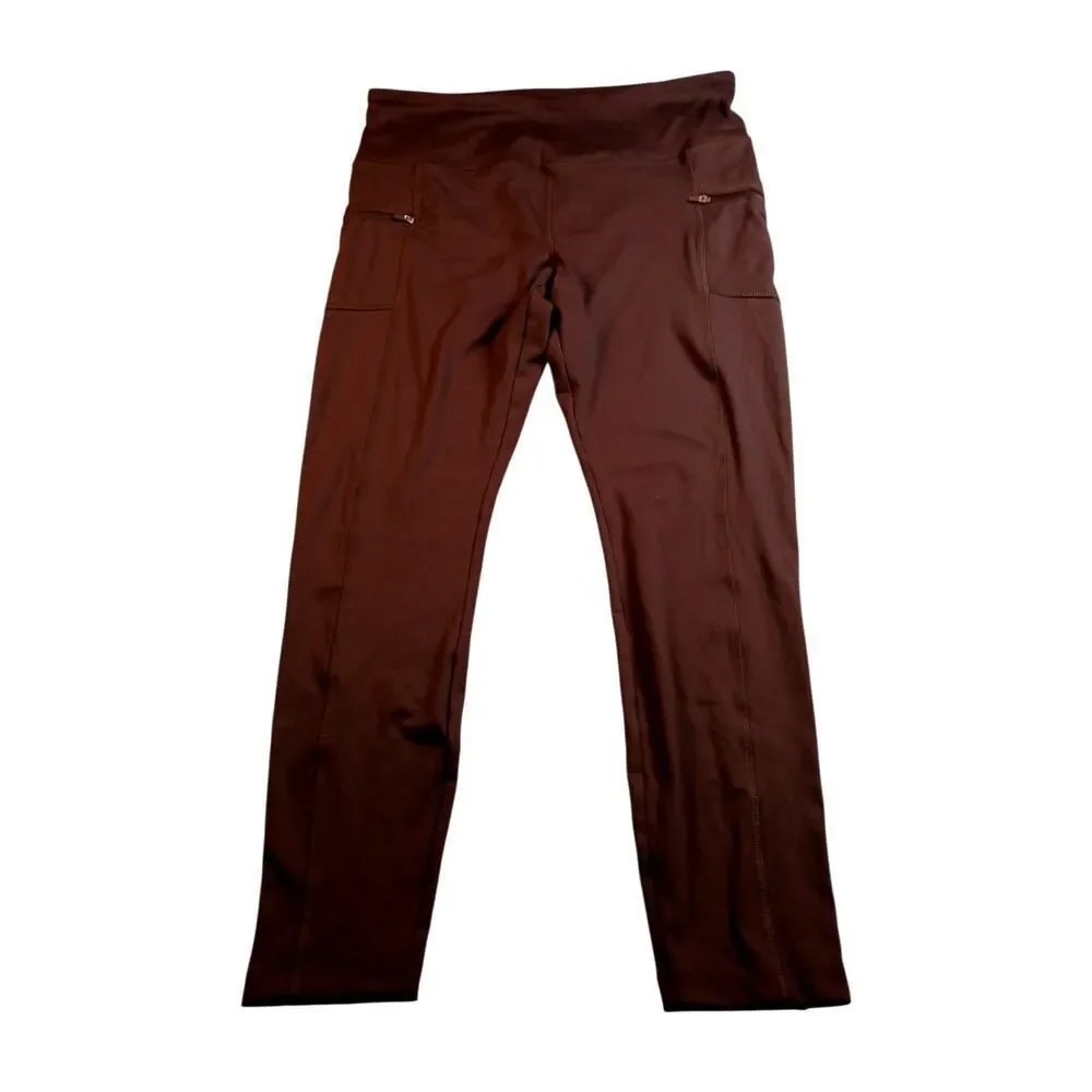 VOGO ATHLETICA Women's Brown Leggings with Zipper Pockets - Size: XL